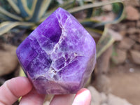 Polished Chevron Amethyst Points x 4 from Zambia - Toprock Gemstones and Minerals 