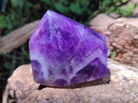 Polished Chevron Amethyst Points x 4 from Zambia - Toprock Gemstones and Minerals 
