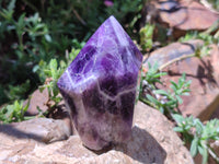 Polished Chevron Amethyst Points x 4 from Zambia - Toprock Gemstones and Minerals 