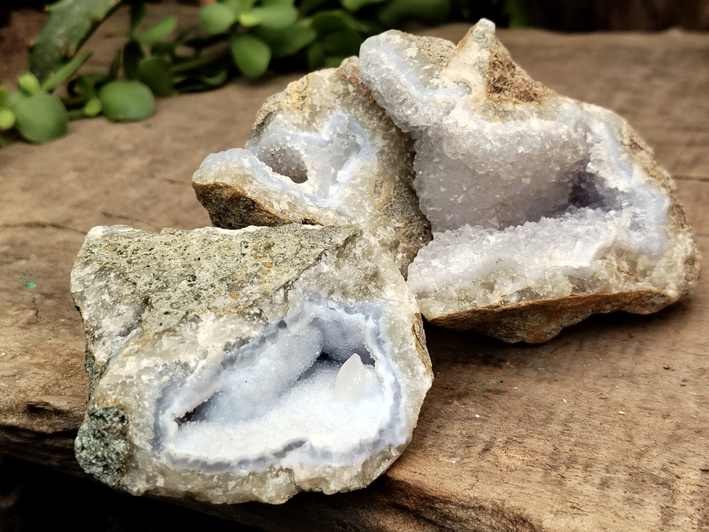 Natural Blue Lace Agate Geode Specimens x 24 From Malawi - Toprock Gemstones and Minerals 