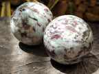 Polished Rubellite Pink Tourmaline Spheres x 2 From Ambatondrazaka, Madagascar - Toprock Gemstones and Minerals 