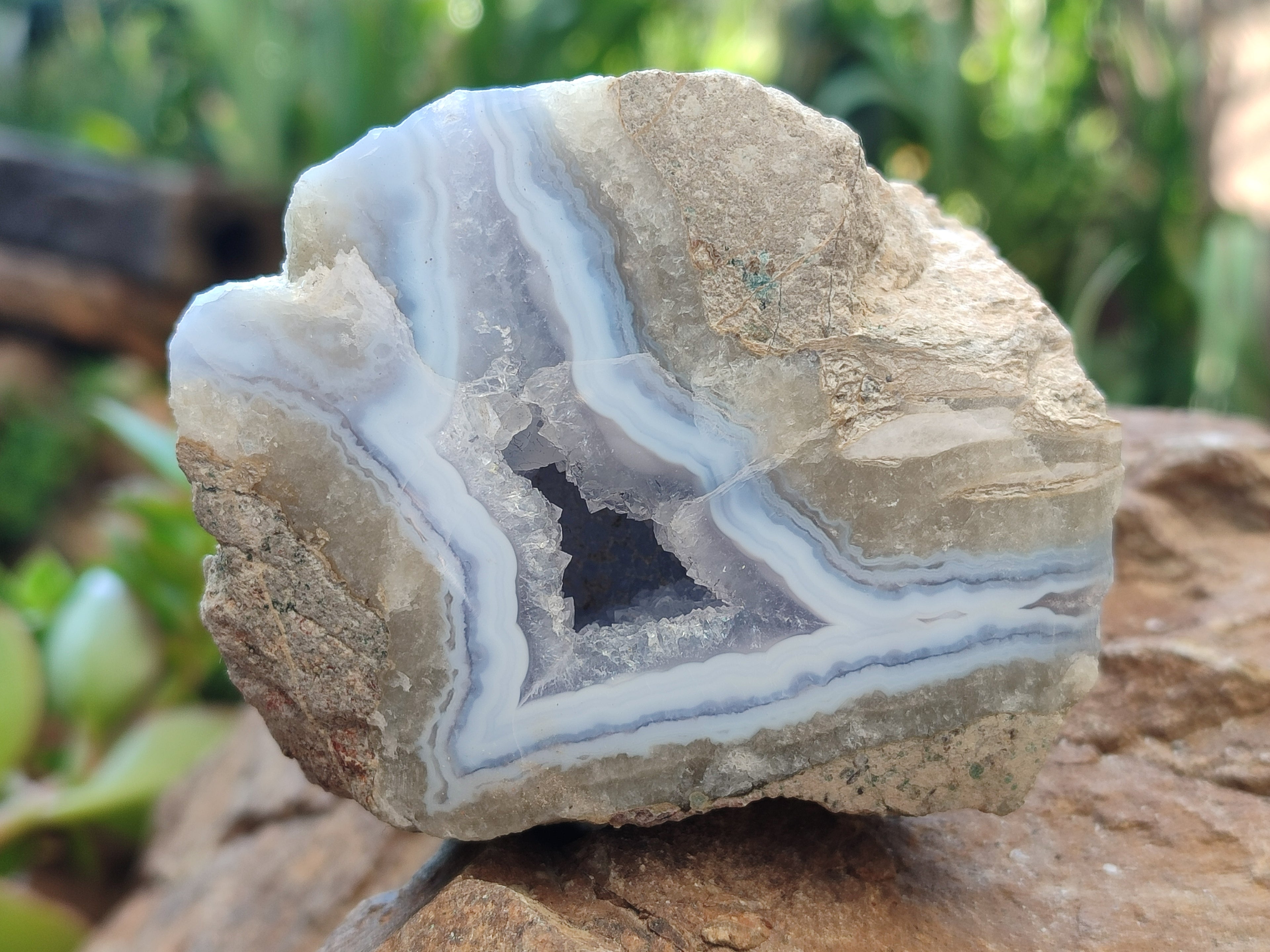 Natural Blue Lace Agate Geode Specimens x 6 From Nsanje, Malawi - Toprock Gemstones and Minerals 