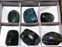 Polished Labradorite Standing Free Forms x 6 From Tulear, Madagascar - Toprock Gemstones and Minerals 