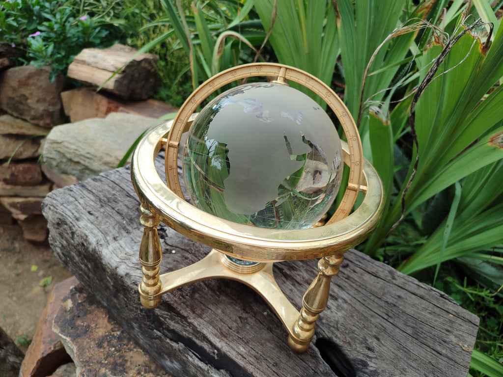 Polished Lead Glass World Globe - Sold Per Item - From China - Toprock Gemstones and Minerals 