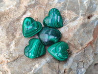 Polished Banded Flower Malachite Pendant Hearts - Sold Per Item - From Congo