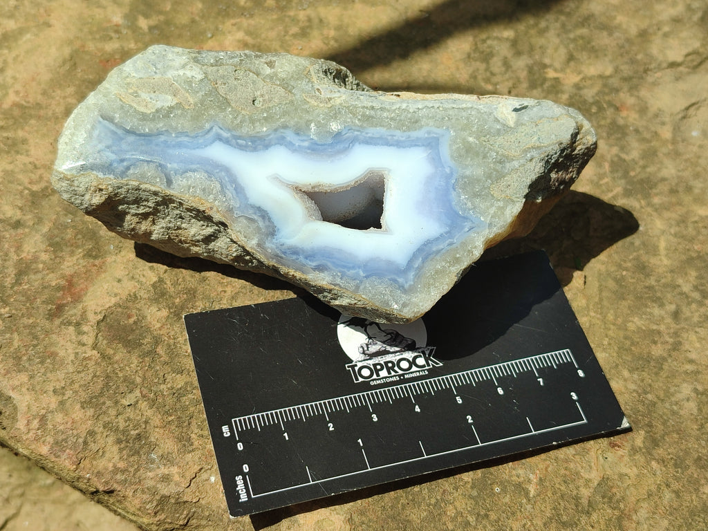 Polished On One Side Blue Lace Agate x 6 From Malawi - Toprock Gemstones and Minerals 