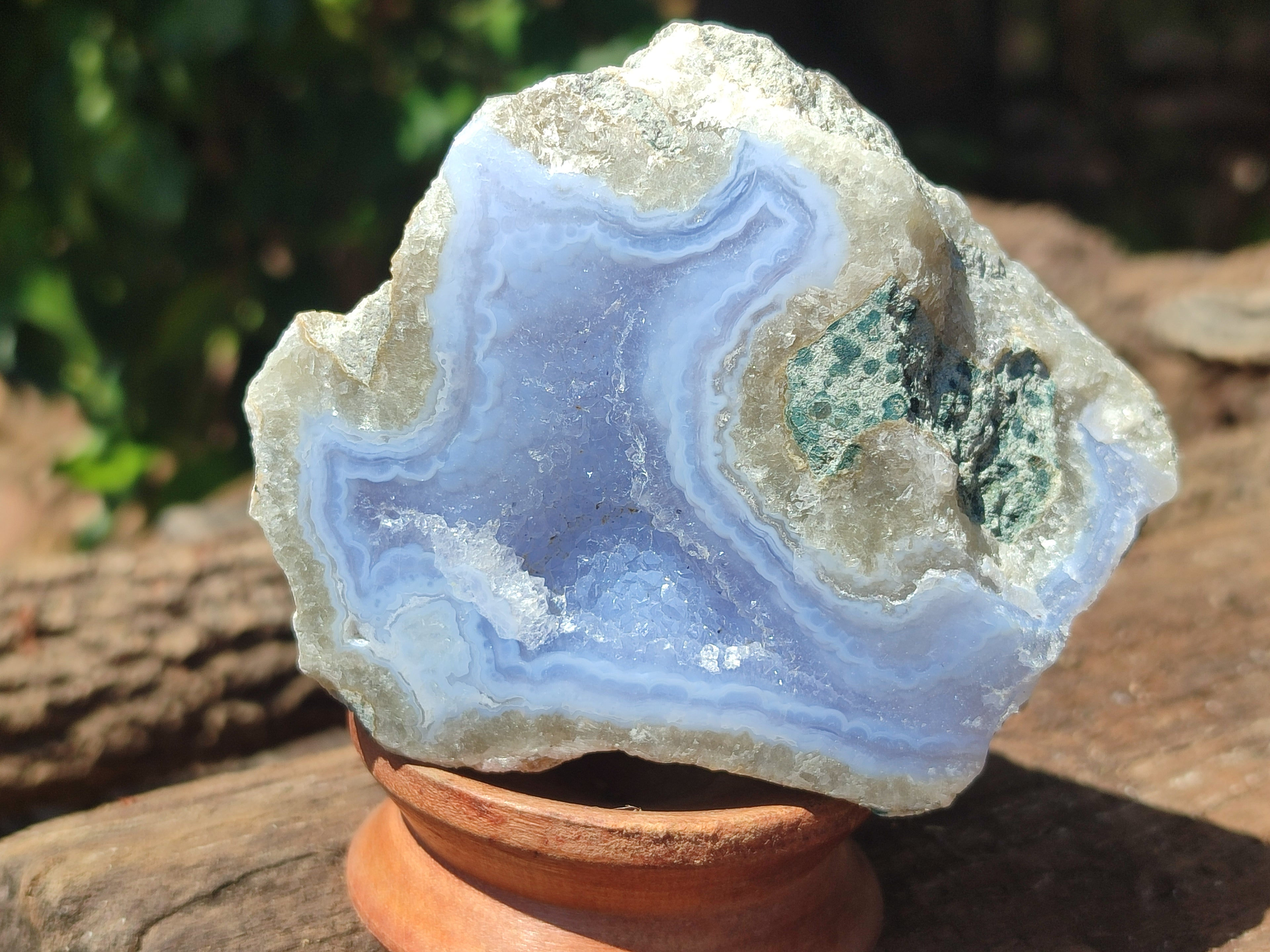 Polished On One Side Blue Lace Agate x 6 From Malawi - Toprock Gemstones and Minerals 
