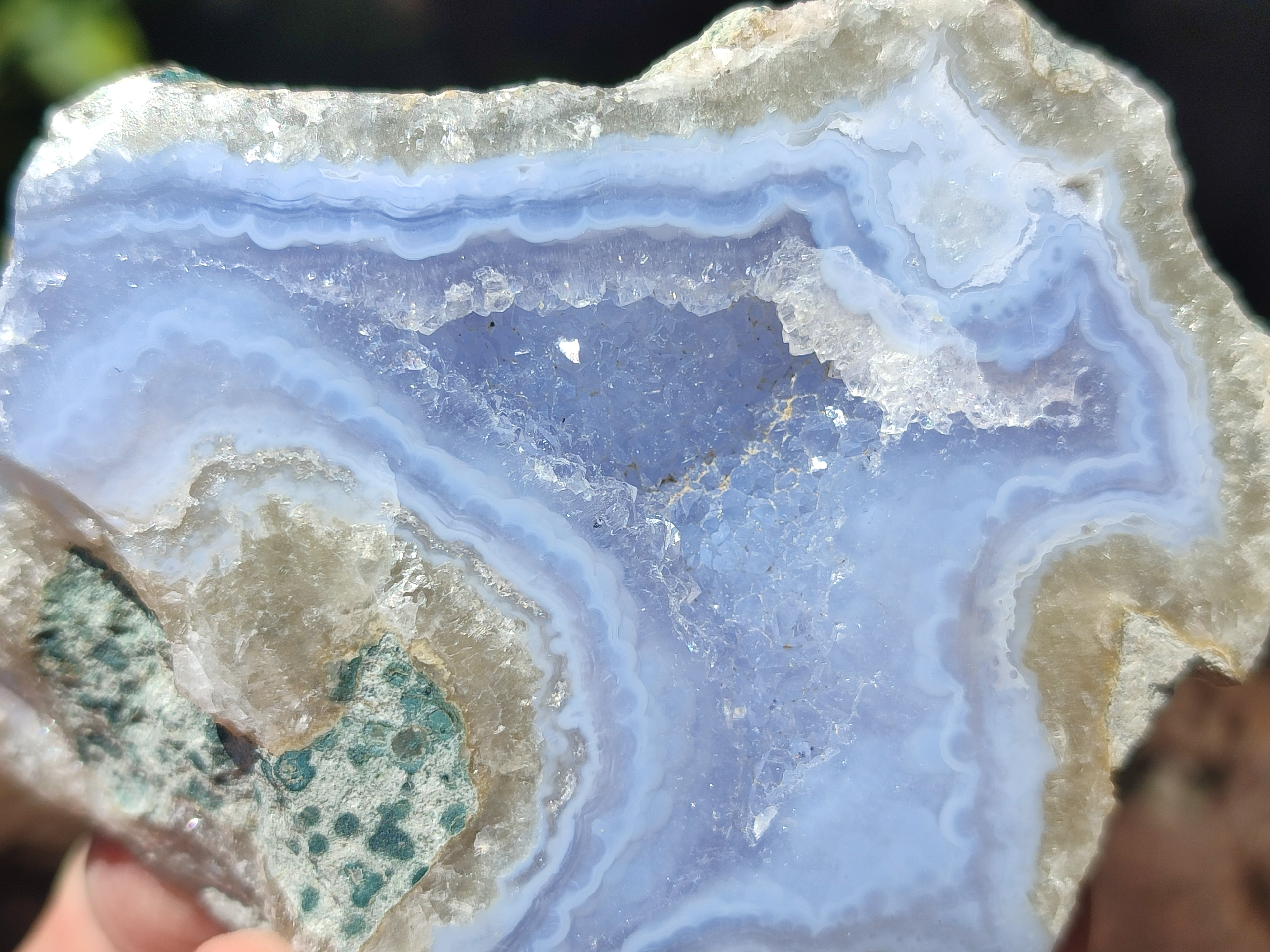 Polished On One Side Blue Lace Agate x 6 From Malawi - Toprock Gemstones and Minerals 