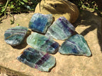 Polished On One Side Watermelon Fluorite x 6 From Uis, Namibia - Toprock Gemstones and Minerals 