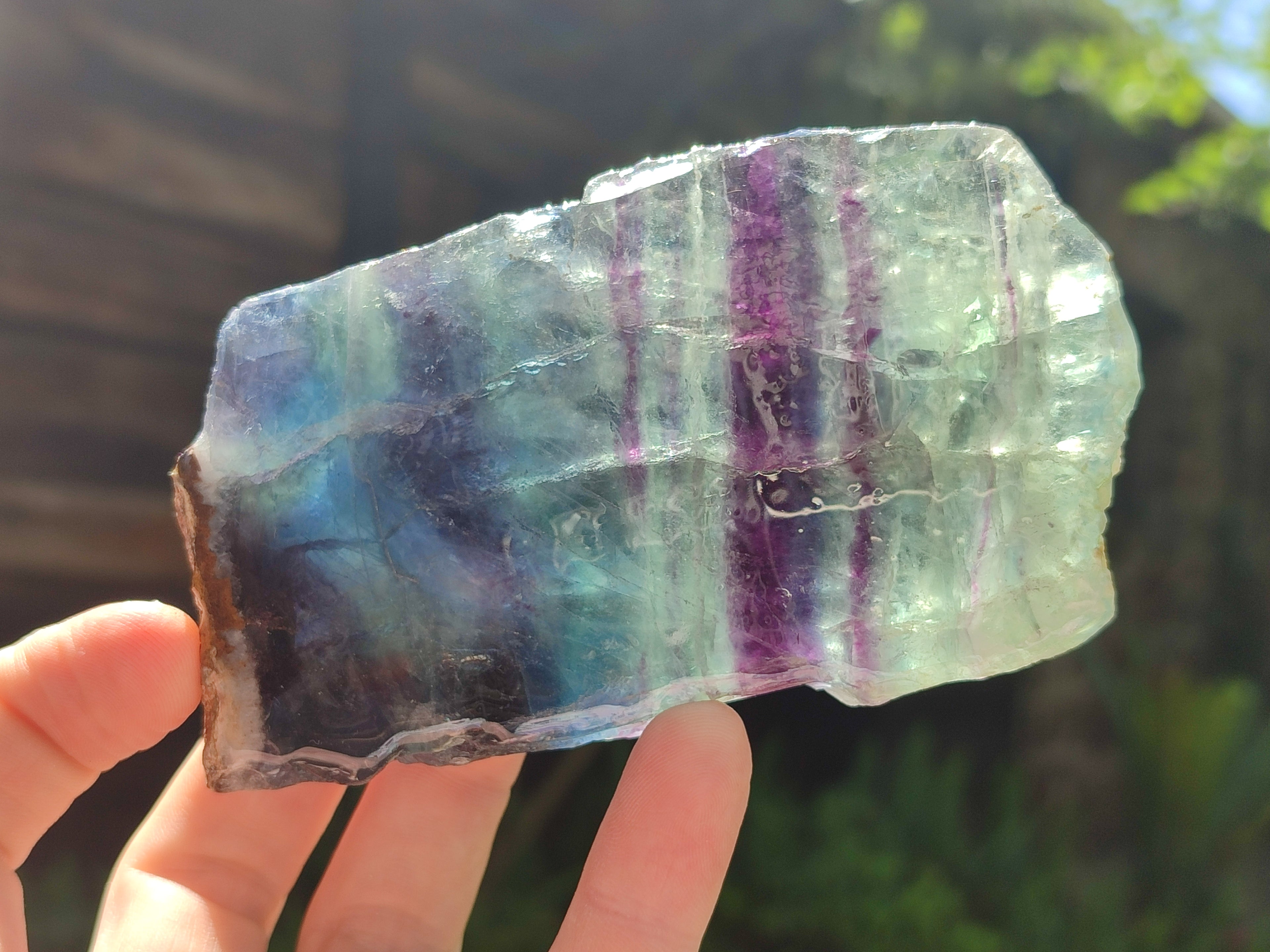 Polished On One Side Watermelon Fluorite x 6 From Uis, Namibia - Toprock Gemstones and Minerals 