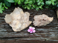 Natural Smokey Phantom Quartz Clusters x 2 From Luena, Congo - Toprock Gemstones and Minerals 