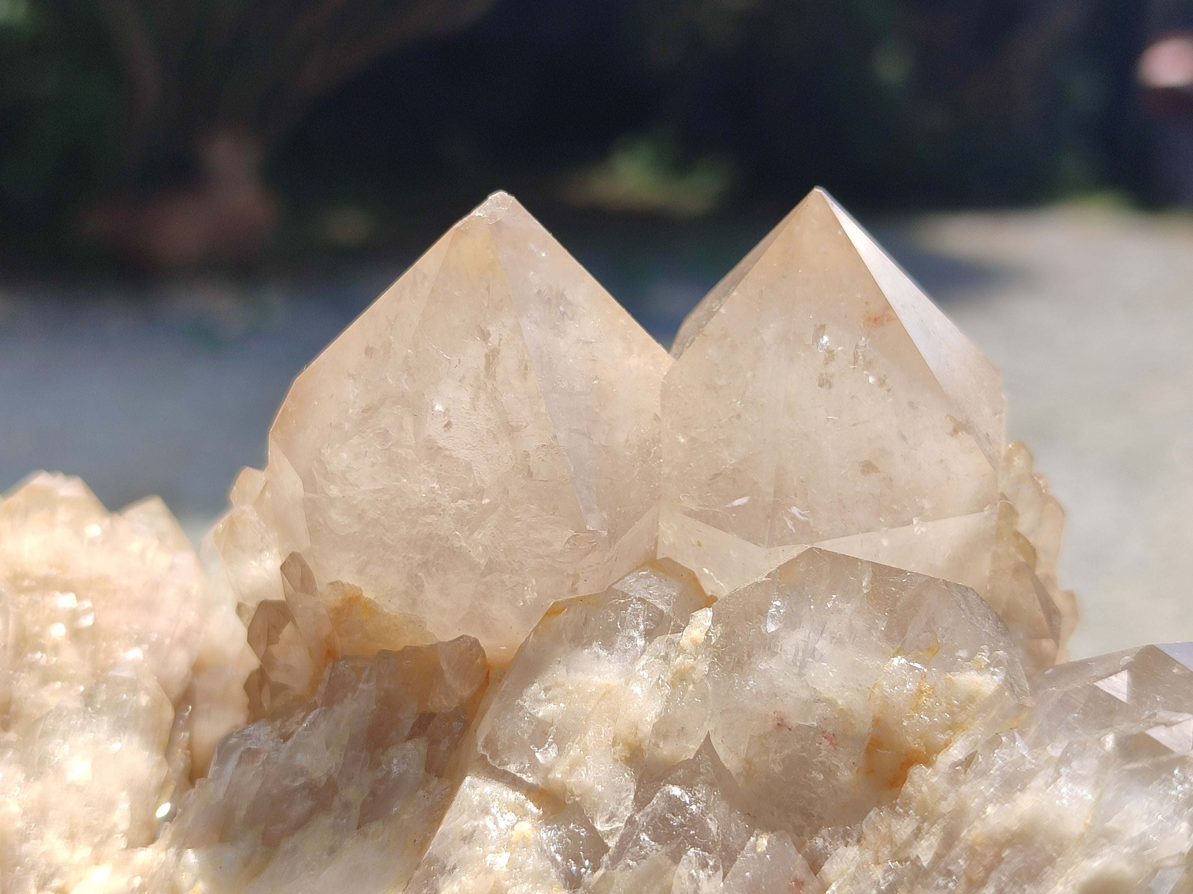 Natural Smokey Phantom Quartz Clusters x 2 From Luena, Congo - Toprock Gemstones and Minerals 