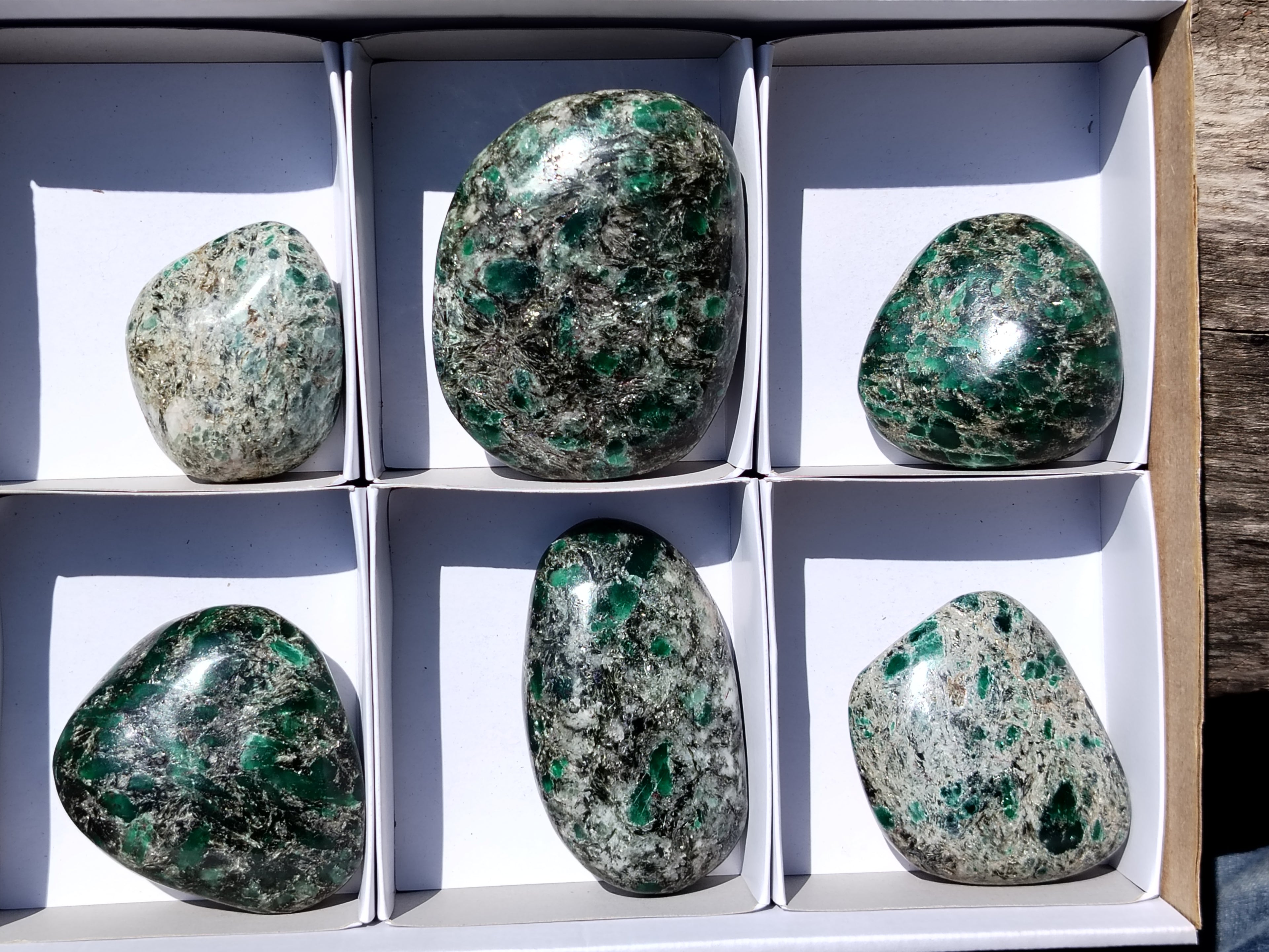 Polished Rare Emerald Mica In Matrix Free Forms x 6 From Mutoko, Zimbabwe - Toprock Gemstones and Minerals 