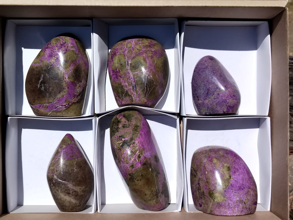 Polished Stichtite Standing Free Forms x 6 From Barberton, South Africa - Toprock Gemstones and Minerals 