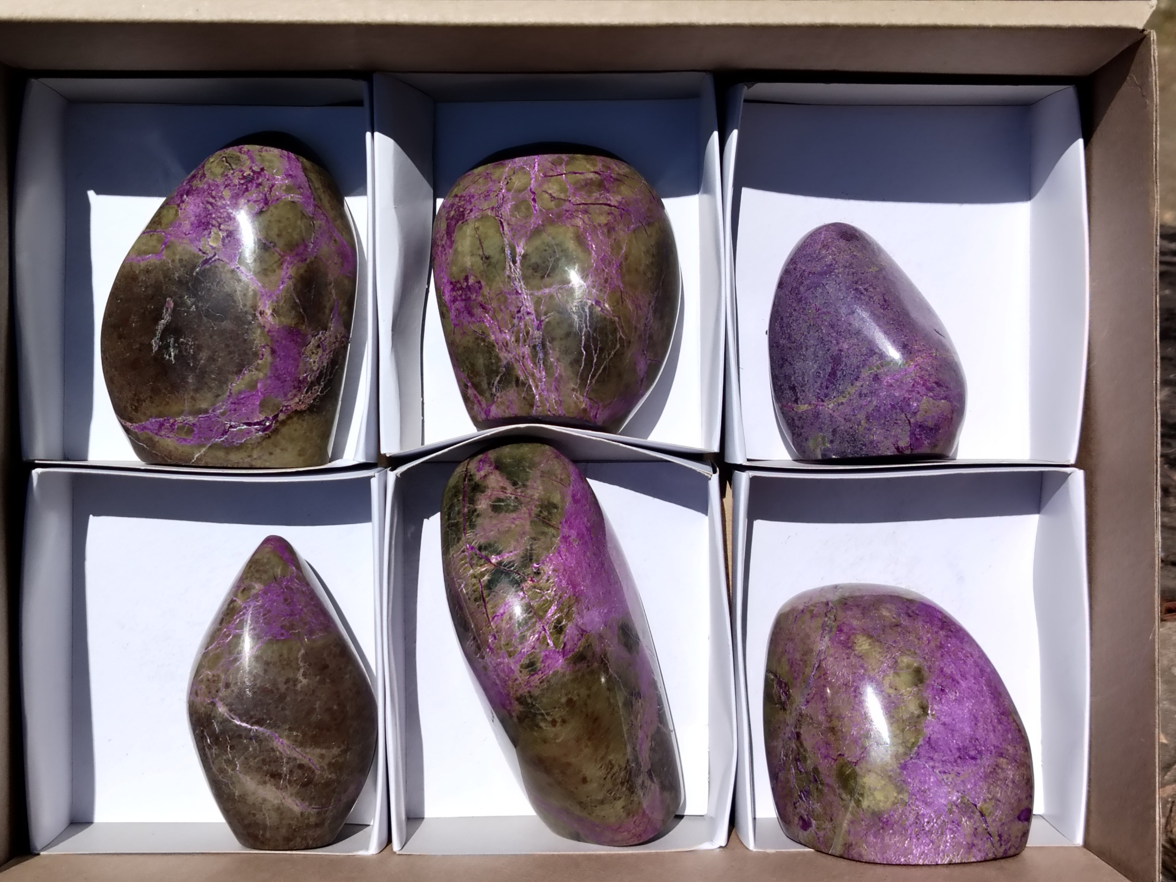 Polished Stichtite Standing Free Forms x 6 From Barberton, South Africa - Toprock Gemstones and Minerals 