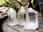Polished Clear Quartz Crystals with Rainbow Veils x 12 From Madagascar - Toprock Gemstones and Minerals 