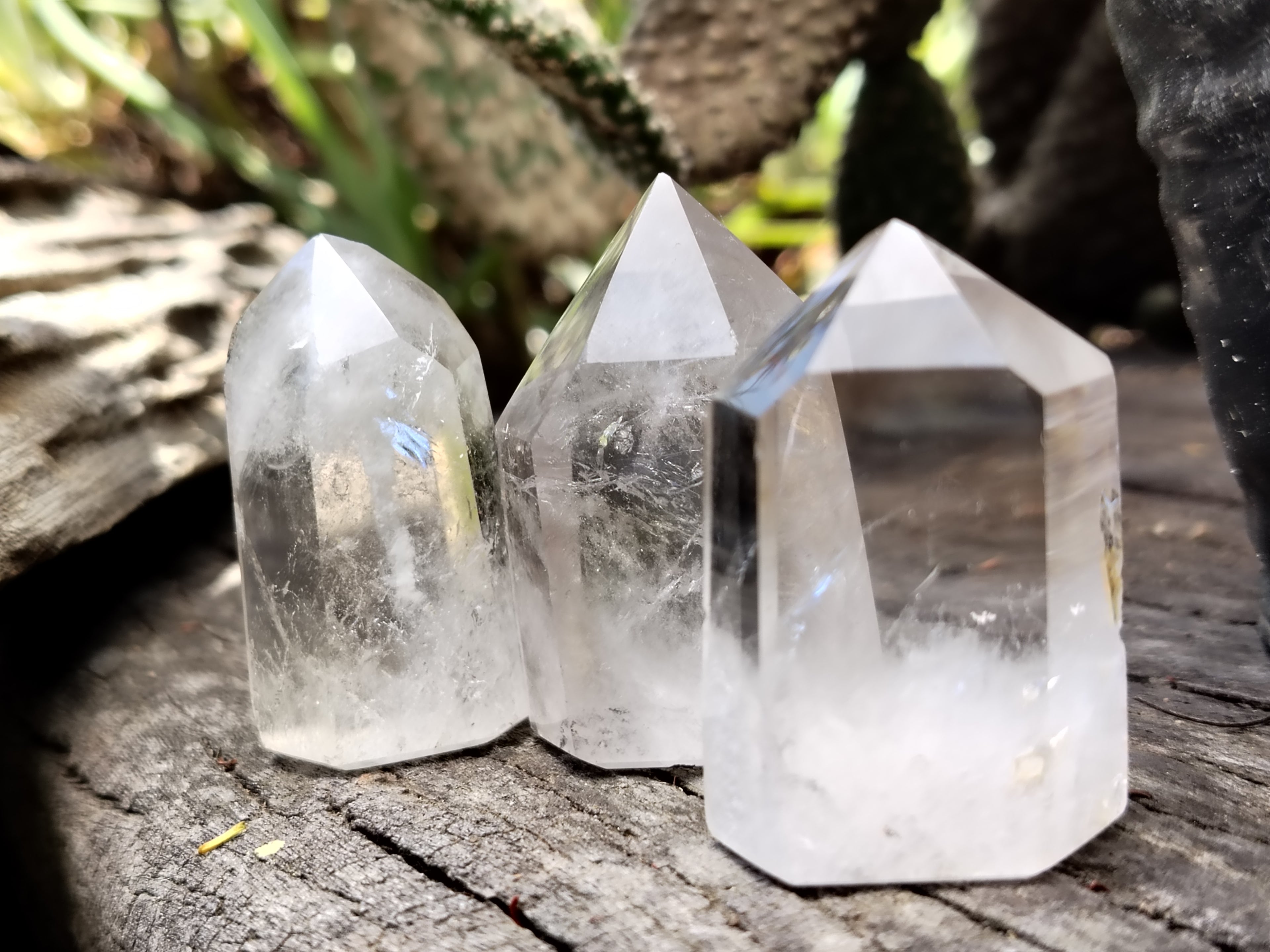 Polished Clear Quartz Crystals with Rainbow Veils x 12 From Madagascar - Toprock Gemstones and Minerals 