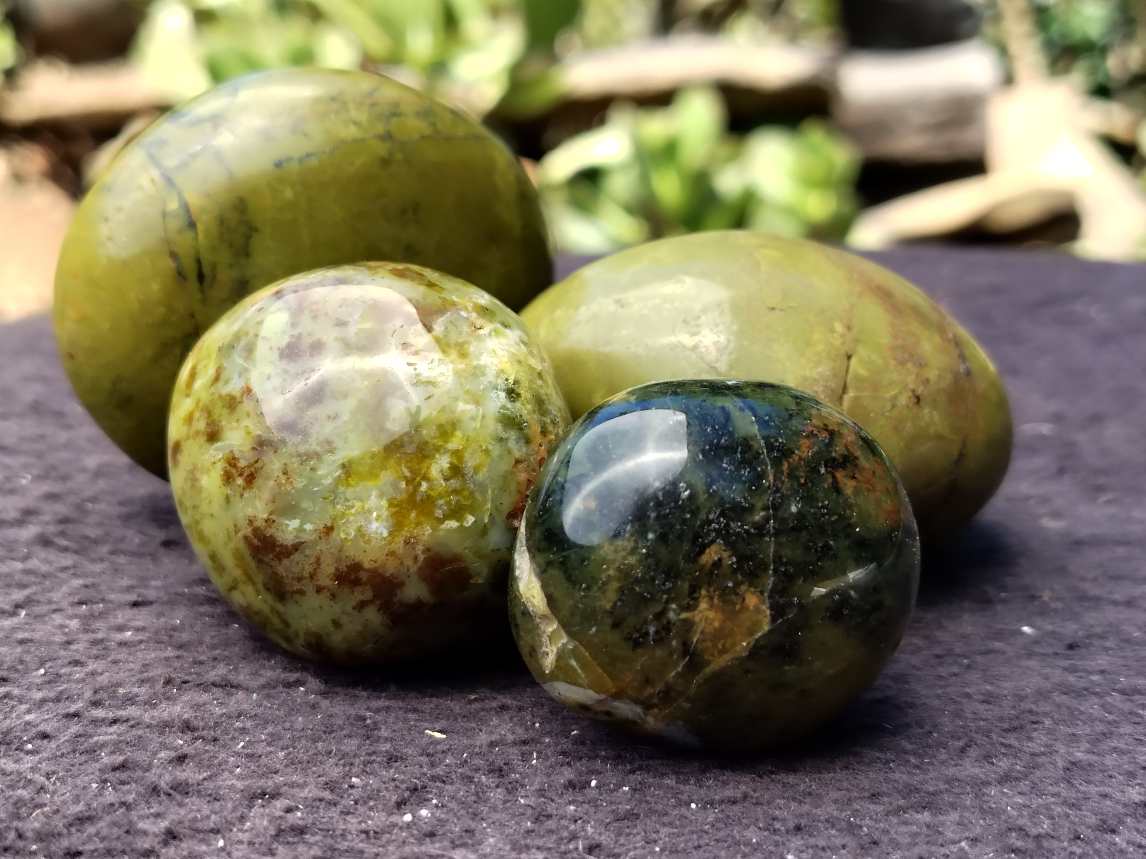 Polished Green Opal Palm Stones x 12 From Madagascar - Toprock Gemstones and Minerals 
