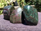 Polished Ruby Corundum In Chrome Verdite Standing Free Forms x 3 From Zimbabwe - Toprock Gemstones and Minerals 