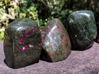 Polished Ruby Corundum In Chrome Verdite Standing Free Forms x 3 From Zimbabwe - Toprock Gemstones and Minerals 