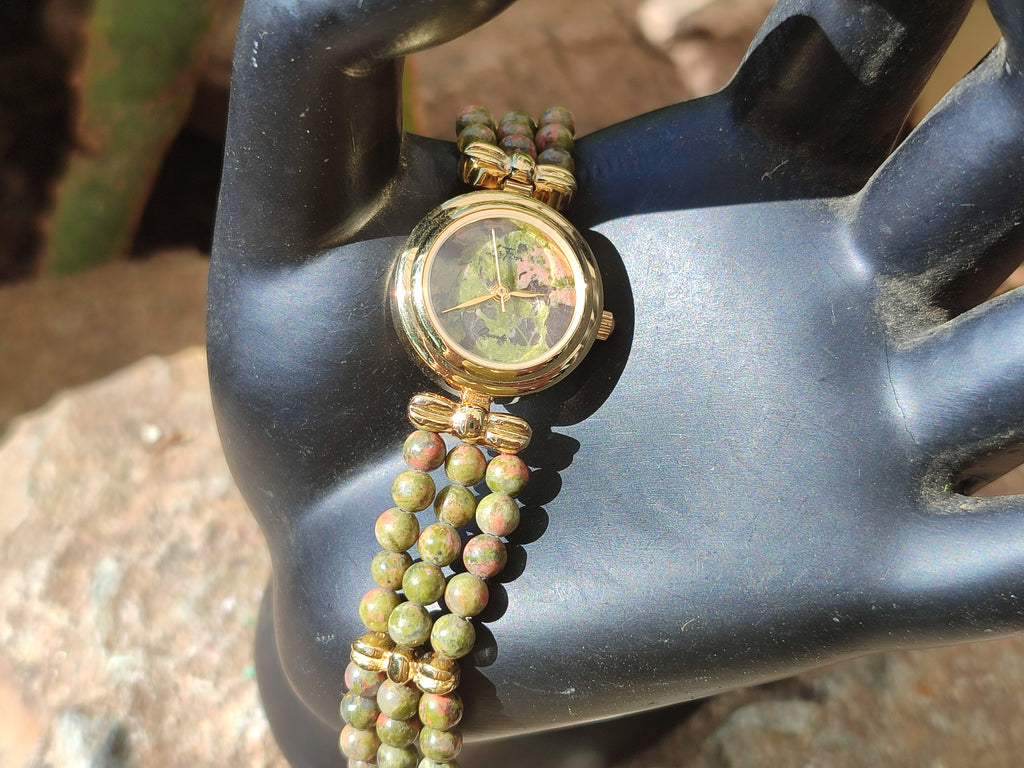 Hand Made Unakite Wristwatches x 2 From South Africa - Toprock Gemstones and Minerals 