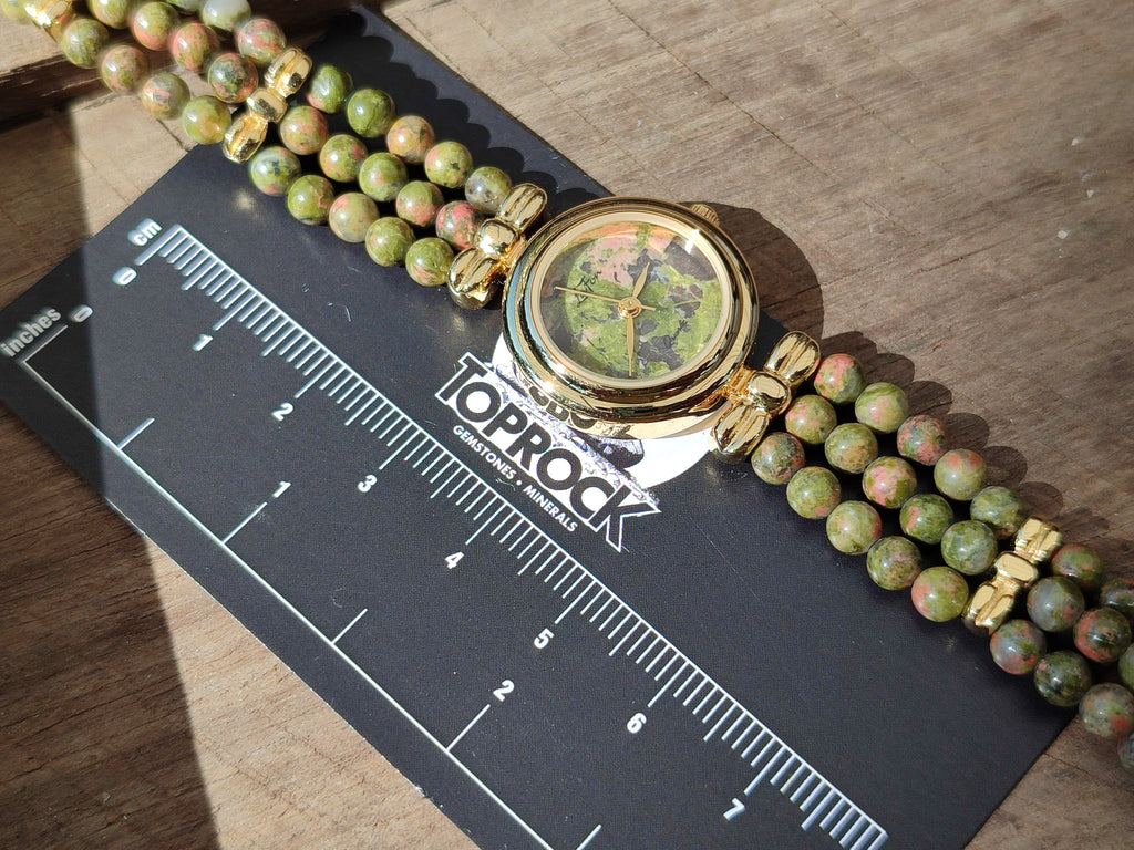 Hand Made Unakite Wristwatches x 2 From South Africa - Toprock Gemstones and Minerals 