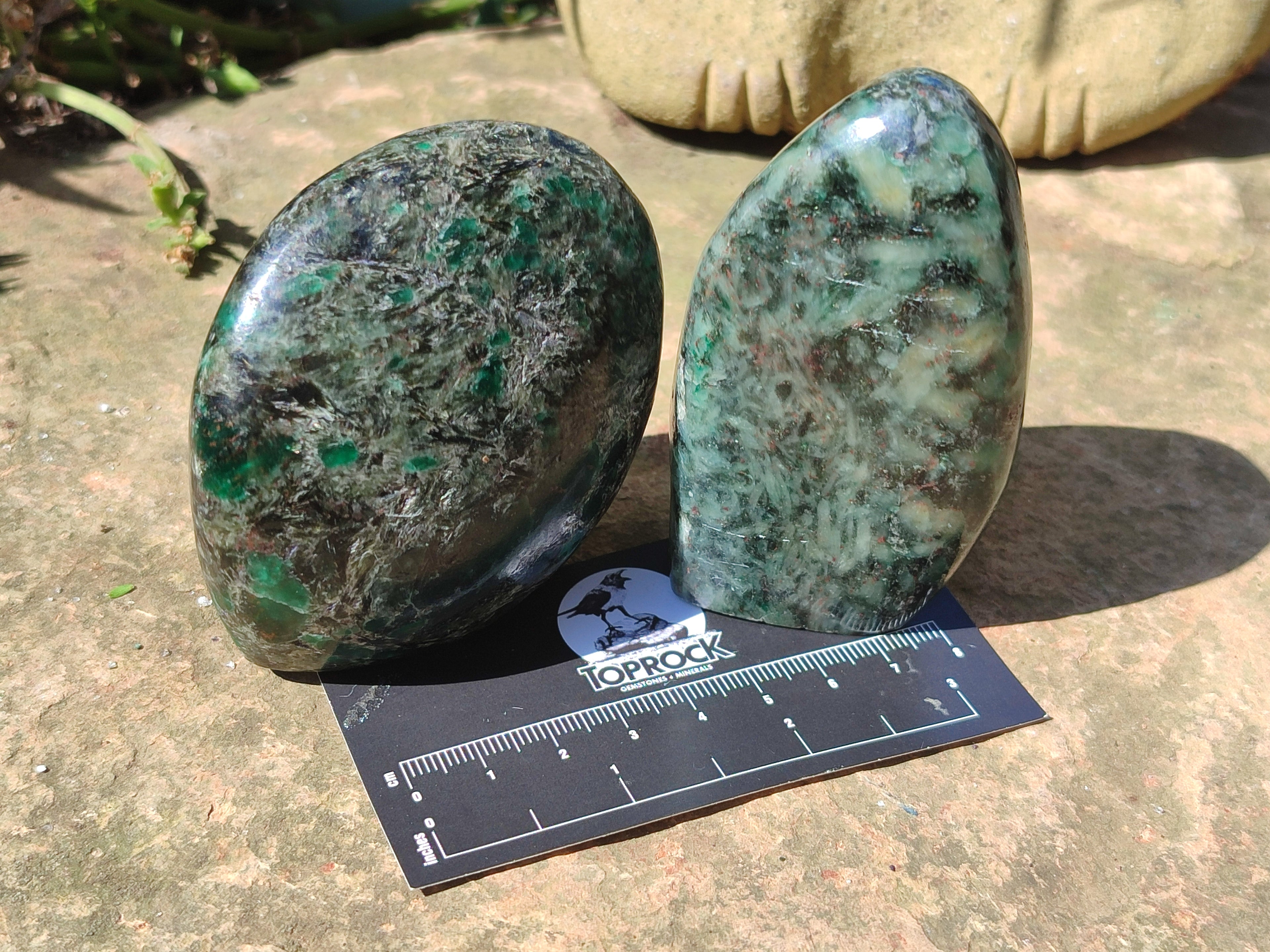 Polished Rare Emerald Mica In Matrix Standing Free Forms x 6 From Mutoko, Zimbabwe - Toprock Gemstones and Minerals 