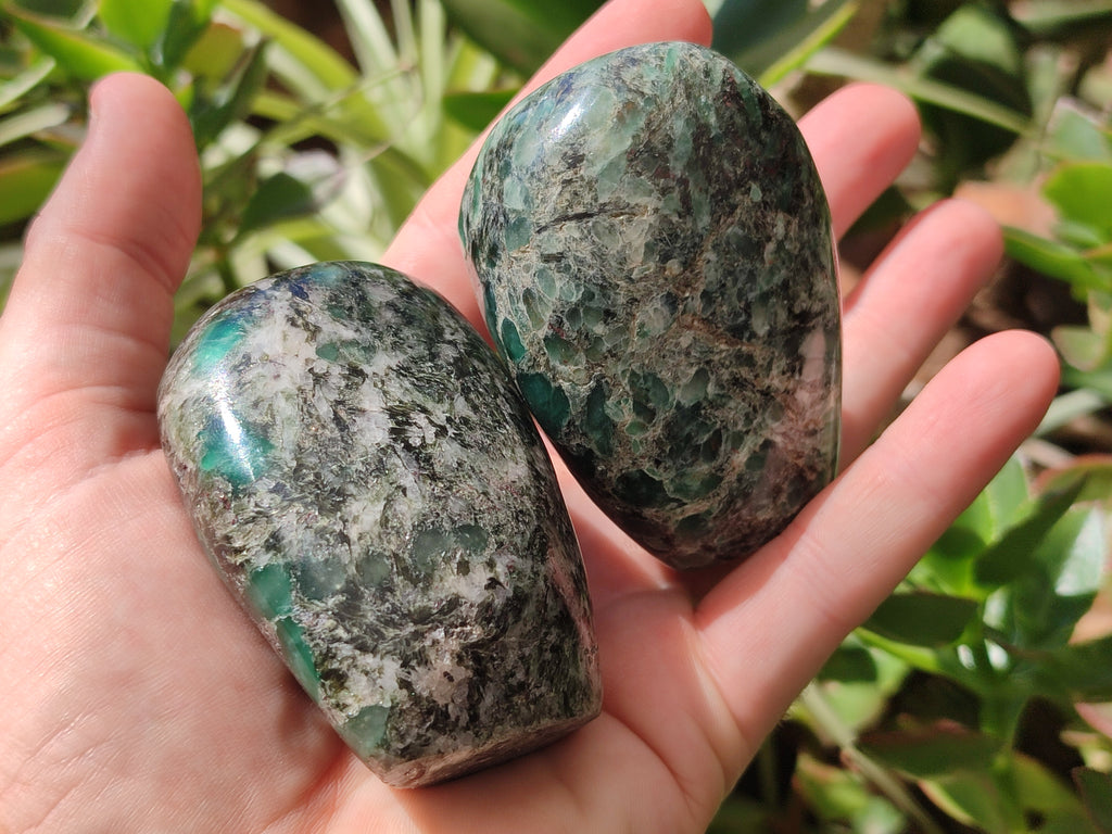 Polished Rare Emerald Mica In Matrix Standing Free Forms x 6 From Mutoko, Zimbabwe - Toprock Gemstones and Minerals 