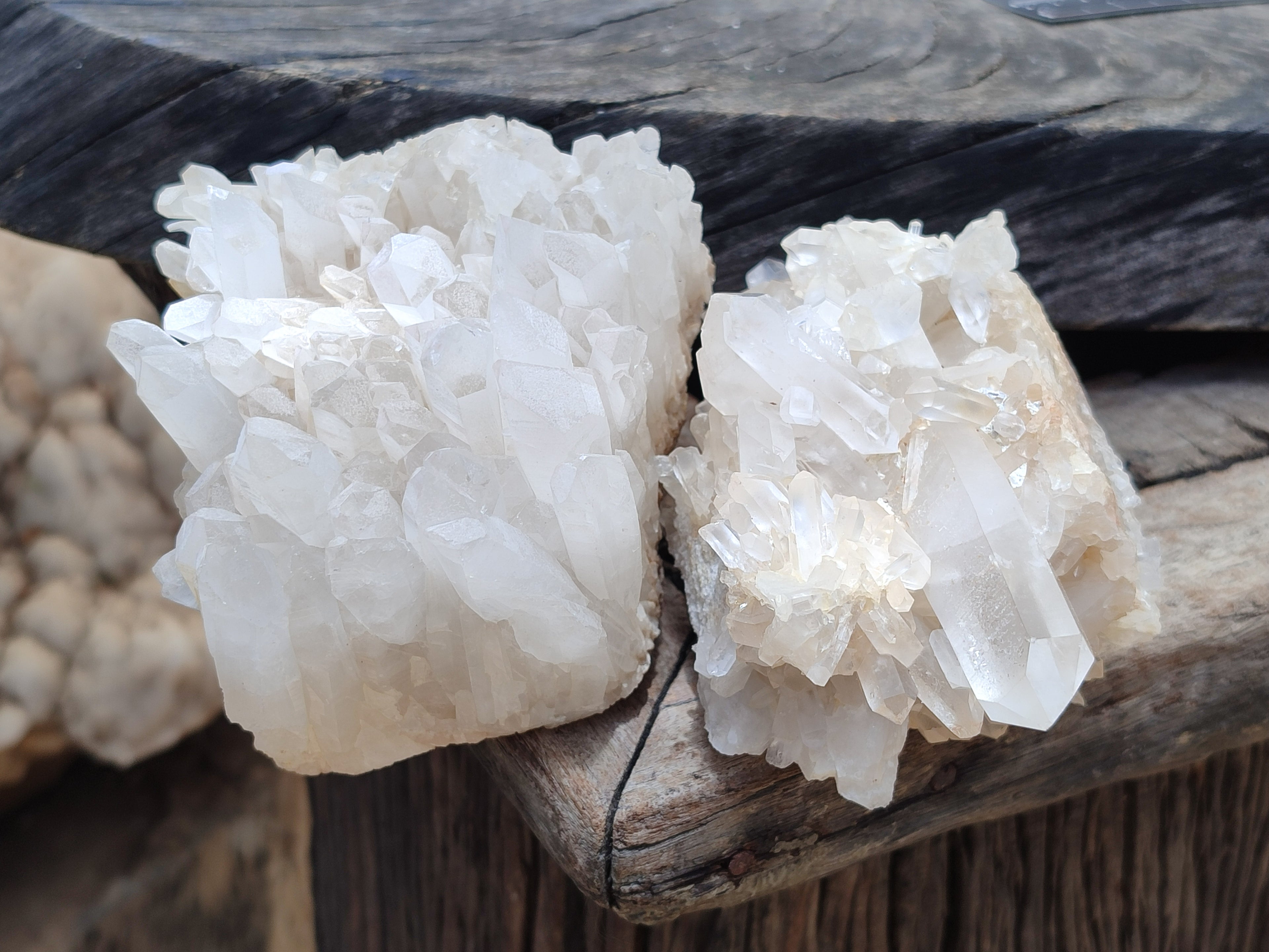 Natural Quartz Clusters x 2 From Madagascar - Toprock Gemstones and Minerals 