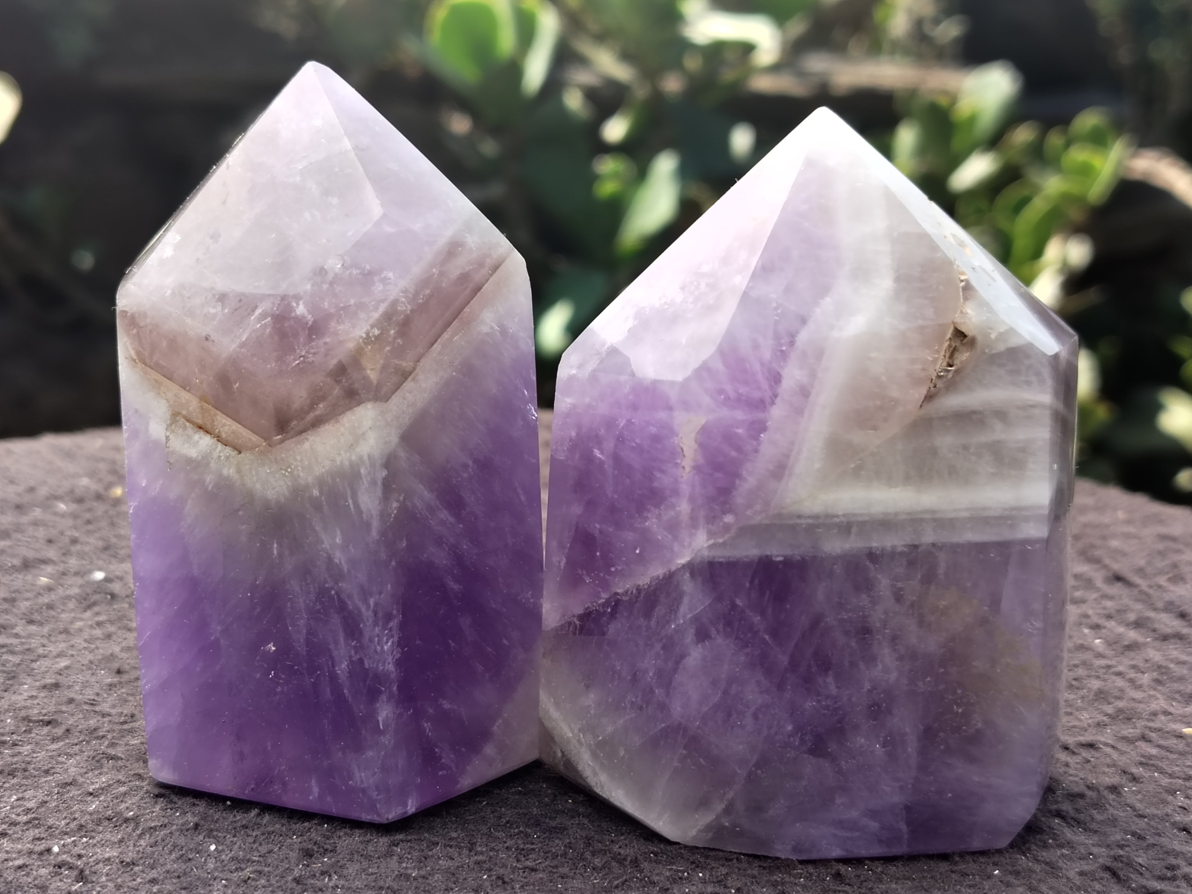 Polished Chevron Amethyst Points x 6 From Madagascar - Toprock Gemstones and Minerals 