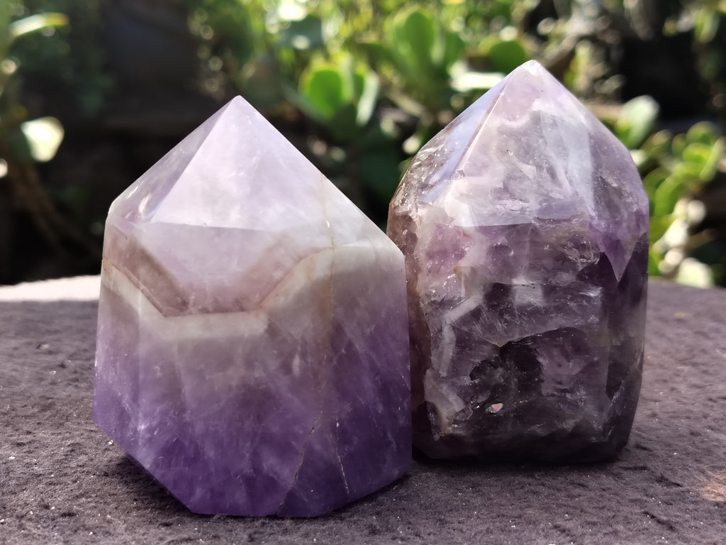 Polished Chevron Amethyst Points x 6 From Madagascar - Toprock Gemstones and Minerals 