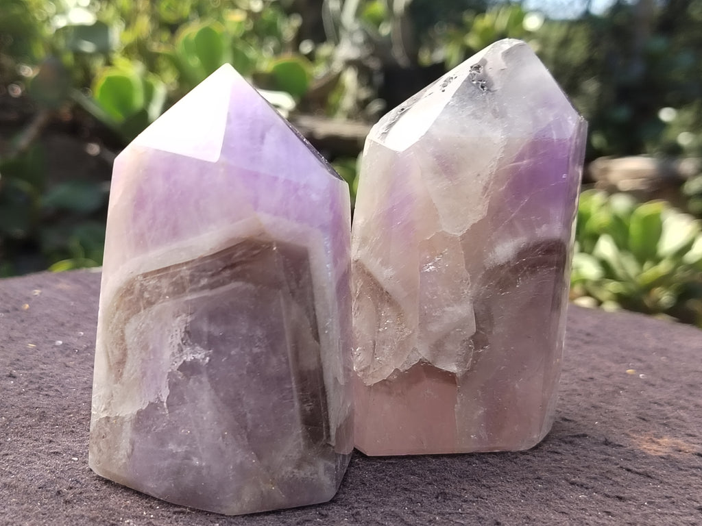 Polished Chevron Amethyst Points x 6 From Madagascar - Toprock Gemstones and Minerals 