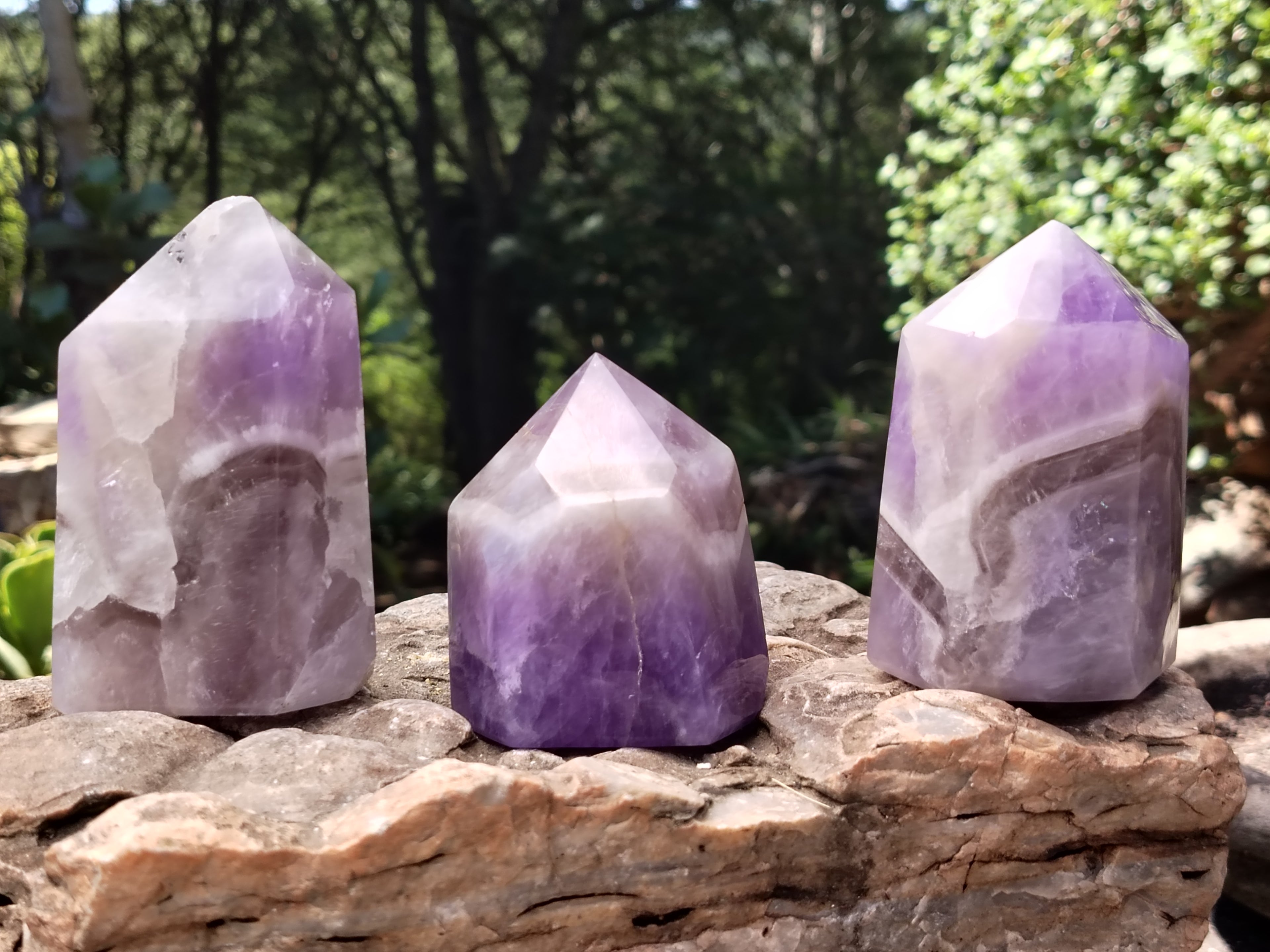 Polished Chevron Amethyst Points x 6 From Madagascar - Toprock Gemstones and Minerals 