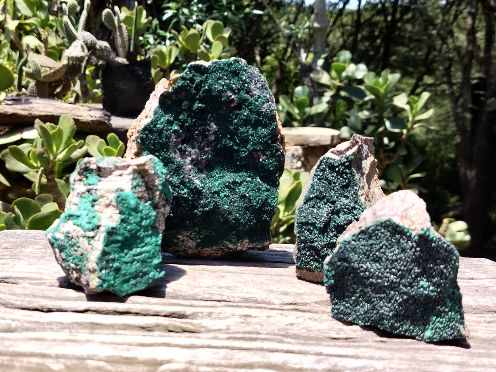 Natural Botryoidal Malachite Specimens x 4 From Congo - Toprock Gemstones and Minerals 