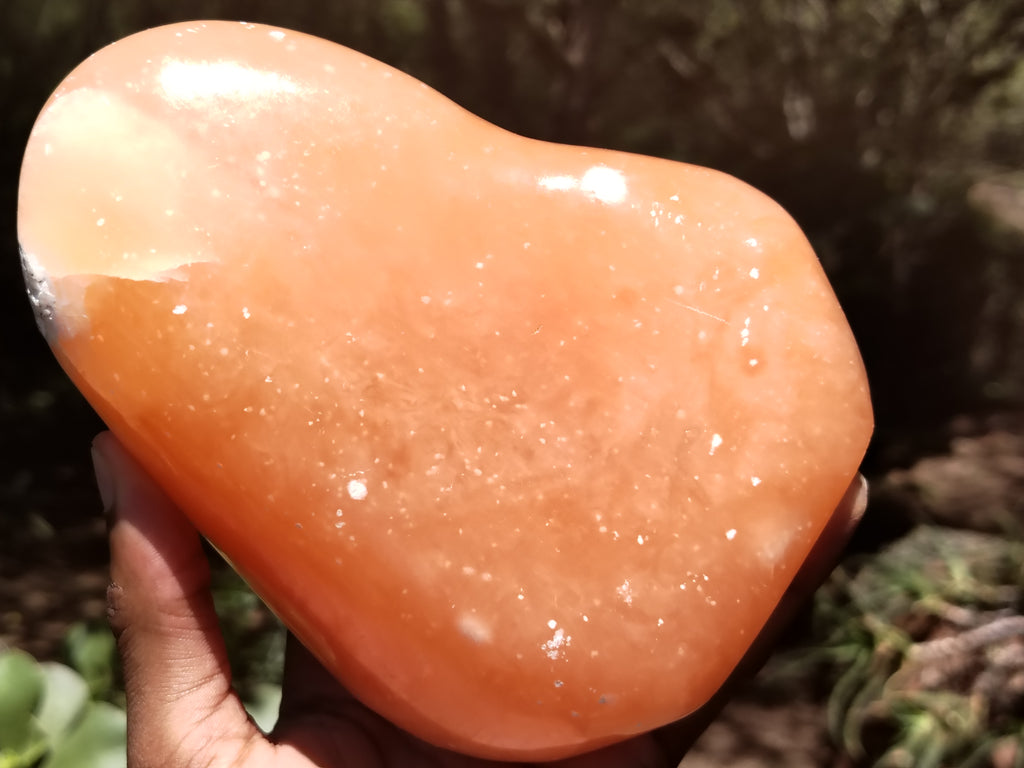 Polished Orange Twist Calcite Standing Free Form x 1 From Madagascar - Toprock Gemstones and Minerals 