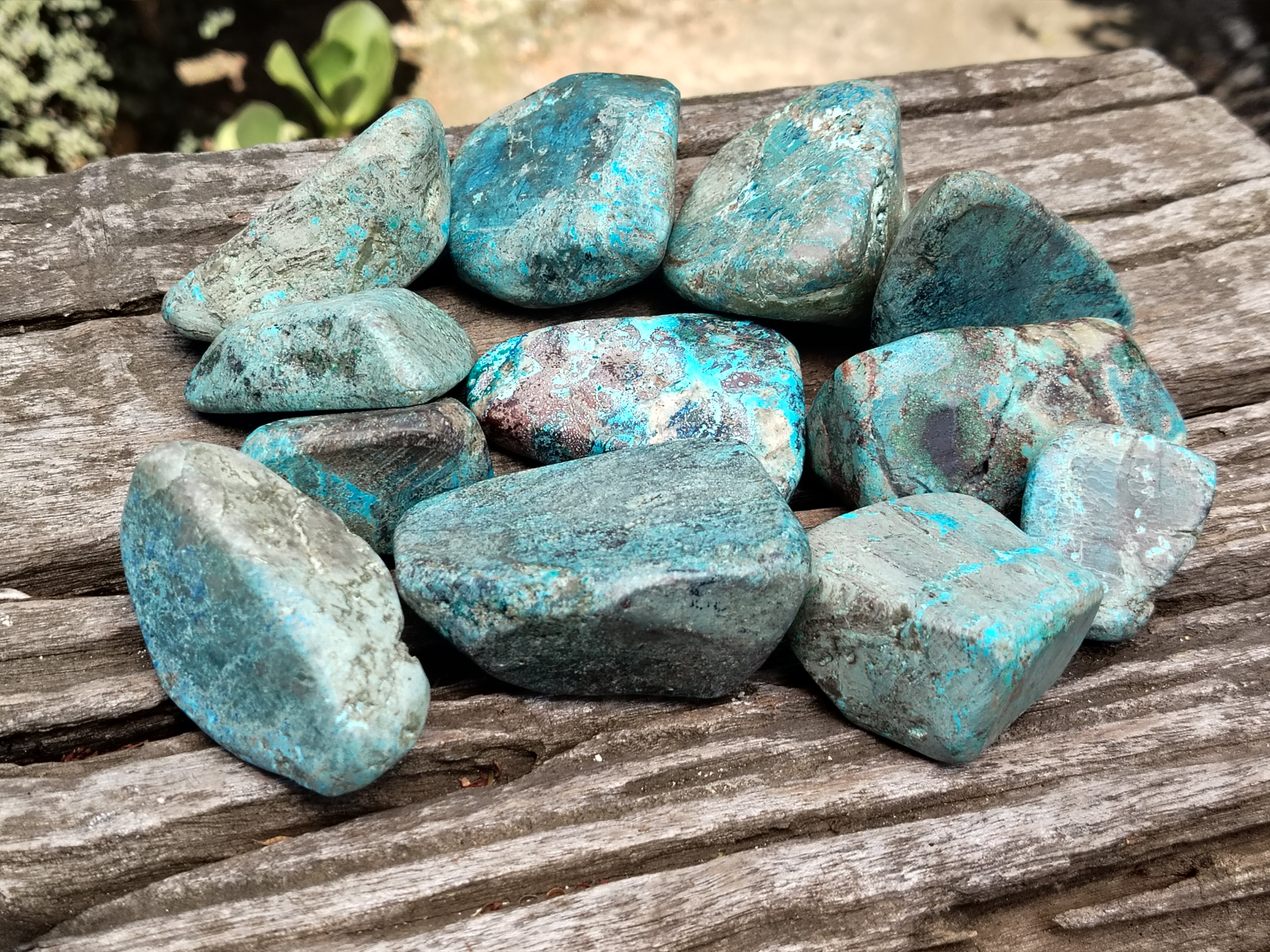 Polished Shattuckite with Azurite and Chrysocolla Free Forms x 12 From Congo - Toprock Gemstones and Minerals 