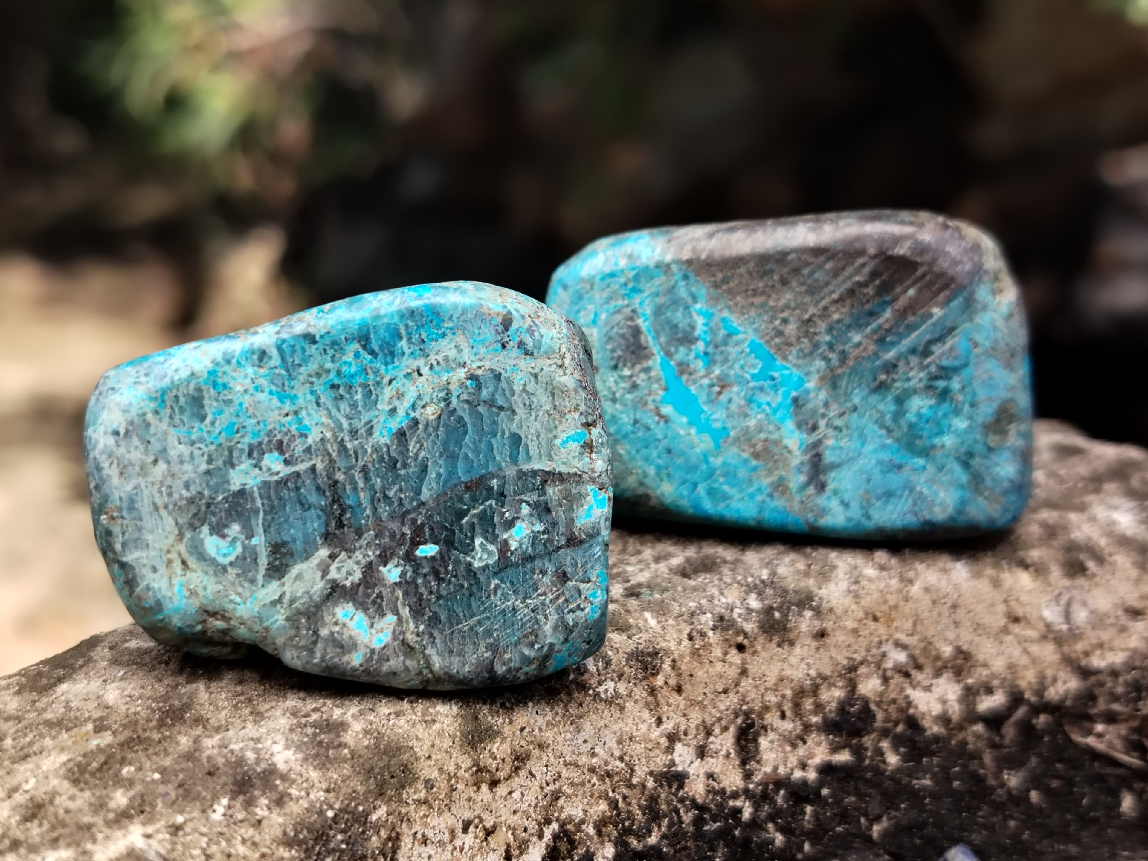 Polished Shattuckite with Azurite and Chrysocolla Free Forms x 12 From Congo - Toprock Gemstones and Minerals 