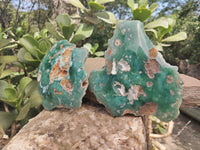 Polished On One Side Emerald Mtorolite Plates x 2 From Mutorashanga, Zimbabwe - Toprock Gemstones and Minerals 