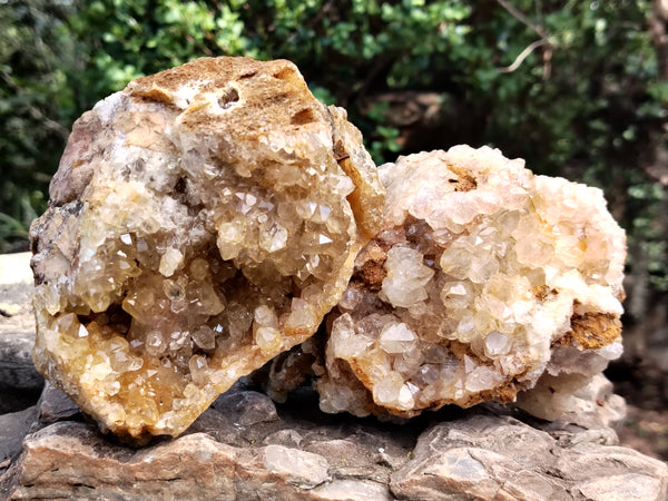 Natural Limonite Quartz Clusters x 4 From Solwezi, Zambia - Toprock Gemstones and Minerals 
