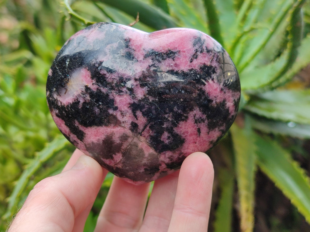 Polished Rhodonite Gemstone Hearts x 4 From Madagascar - Toprock Gemstones and Minerals 
