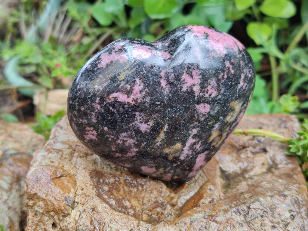 Polished Rhodonite Gemstone Hearts x 4 From Madagascar - Toprock Gemstones and Minerals 