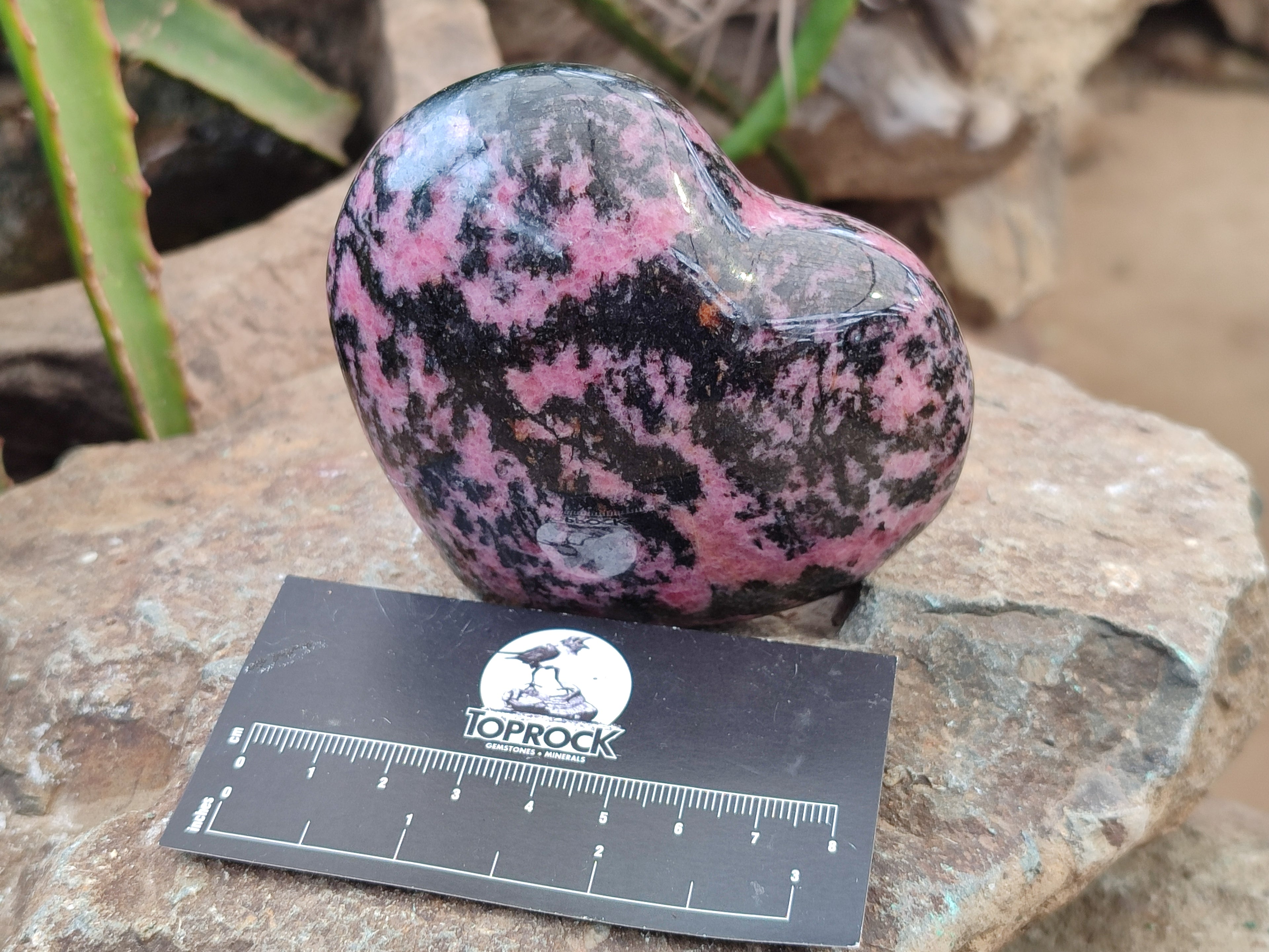 Polished Rhodonite Gemstone Hearts x 4 From Madagascar - Toprock Gemstones and Minerals 