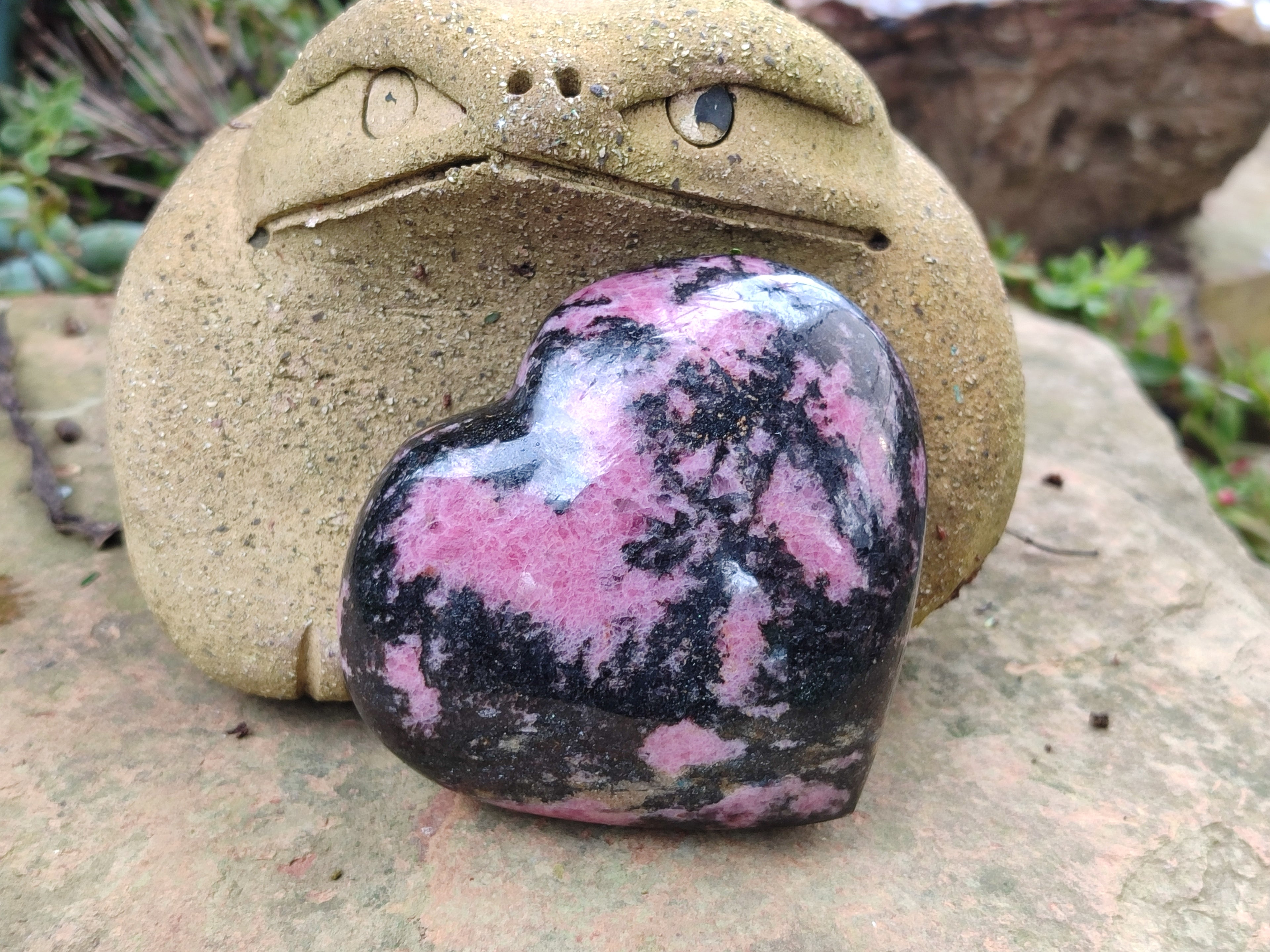 Polished Rhodonite Gemstone Hearts x 4 From Madagascar - Toprock Gemstones and Minerals 