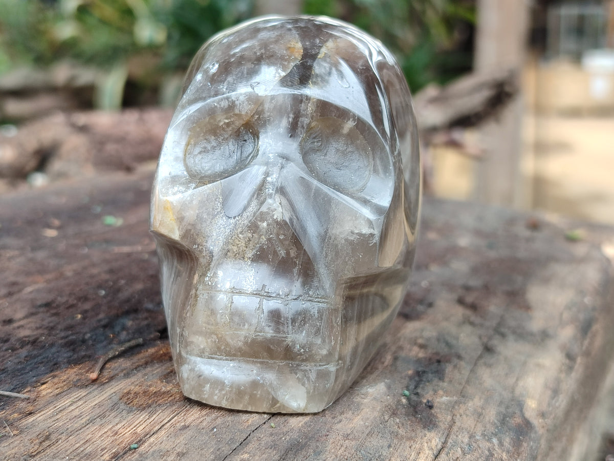 Polished Smokey Quartz Skulls x 2 From Madagascar - Toprock Gemstones and Minerals 
