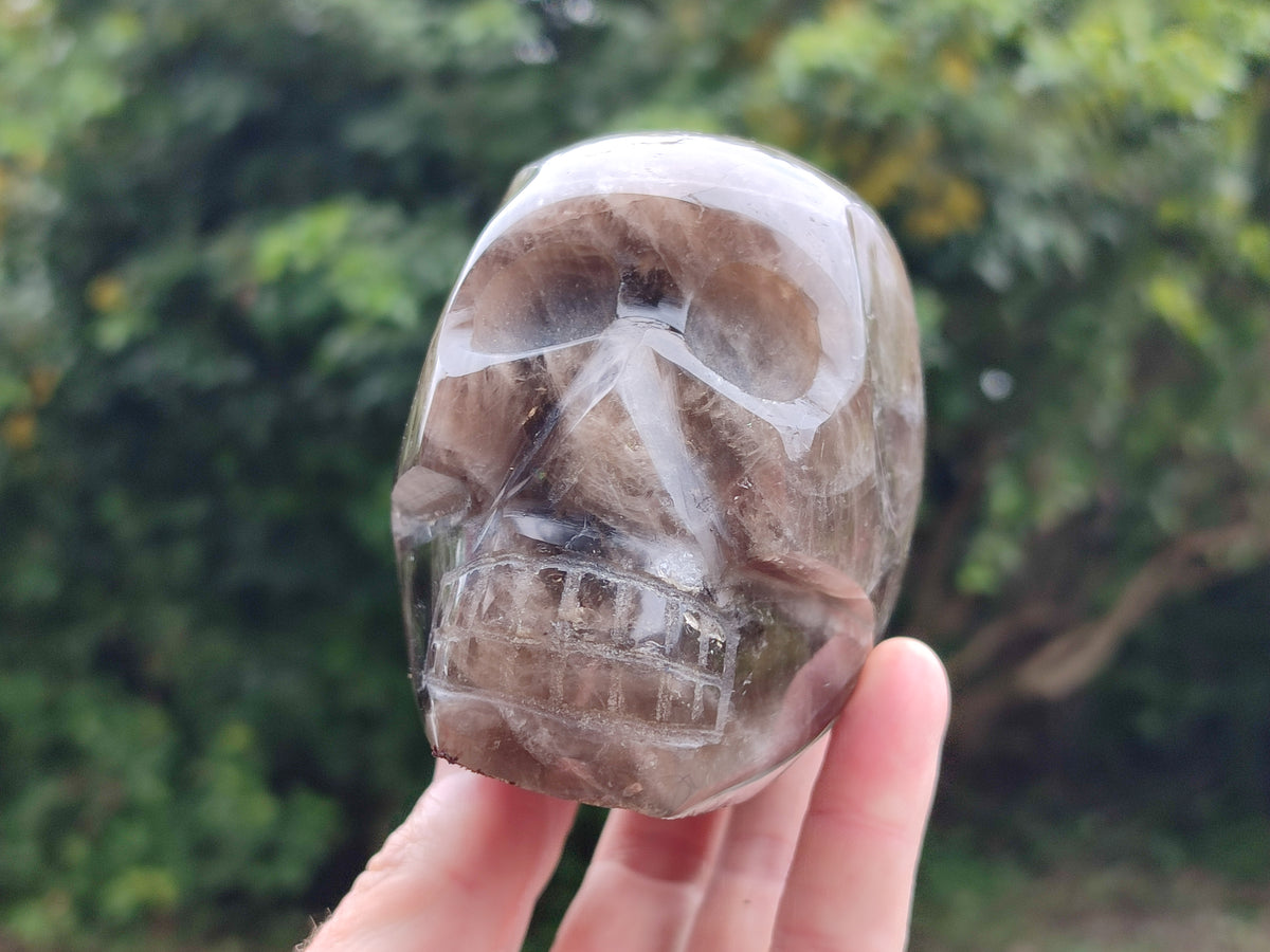 Polished Smokey Quartz Skulls x 2 From Madagascar - Toprock Gemstones and Minerals 