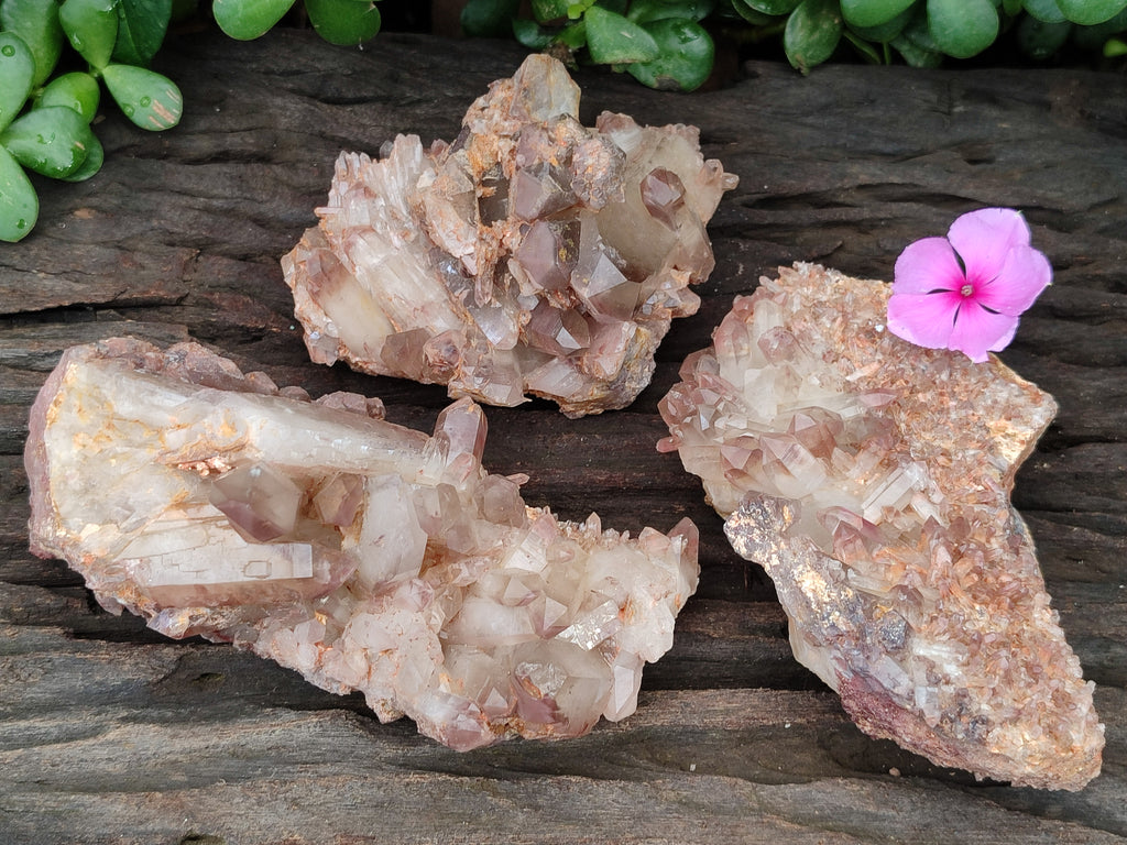 Natural Red Hematoid Quartz Clusters x 3 From Karoi, Zimbabwe - Toprock Gemstones and Minerals 