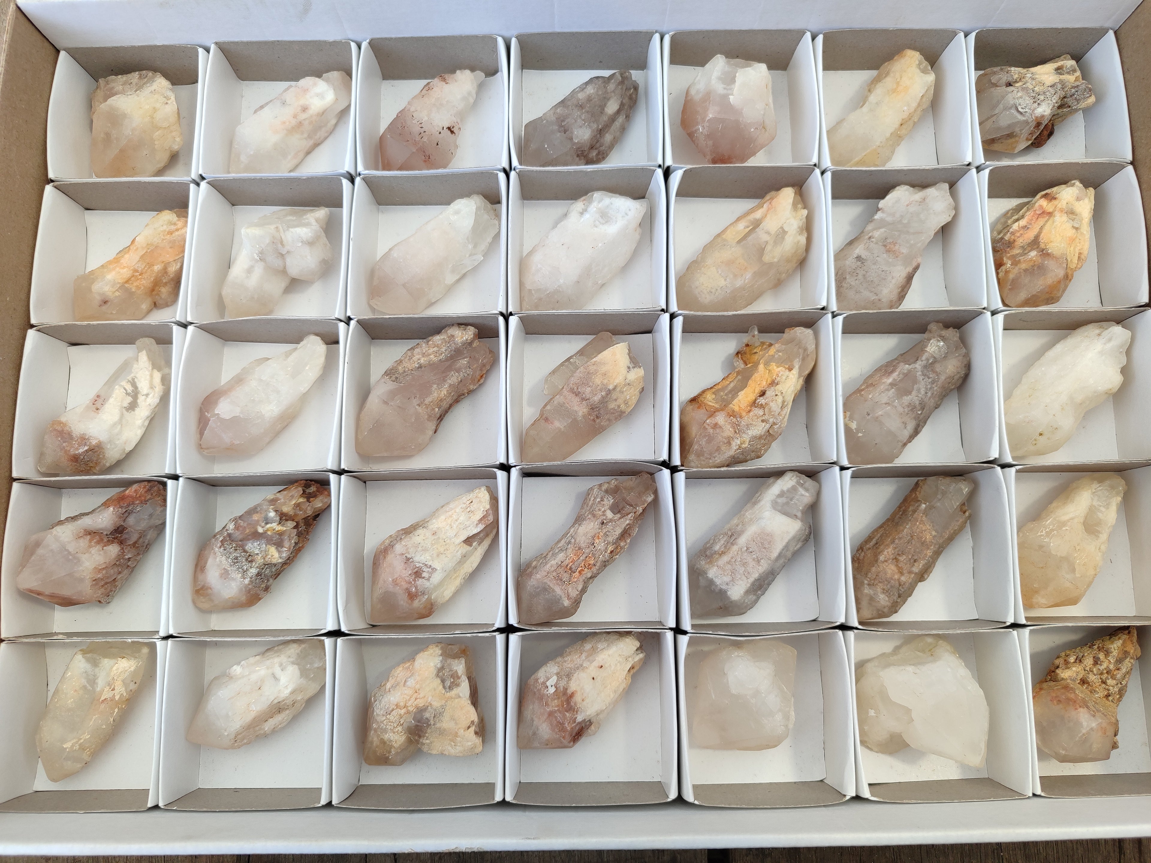 Natural Pineapple Candle Quartz Crystals x 35 From Antsirabe, Madagascar - Toprock Gemstones and Minerals 