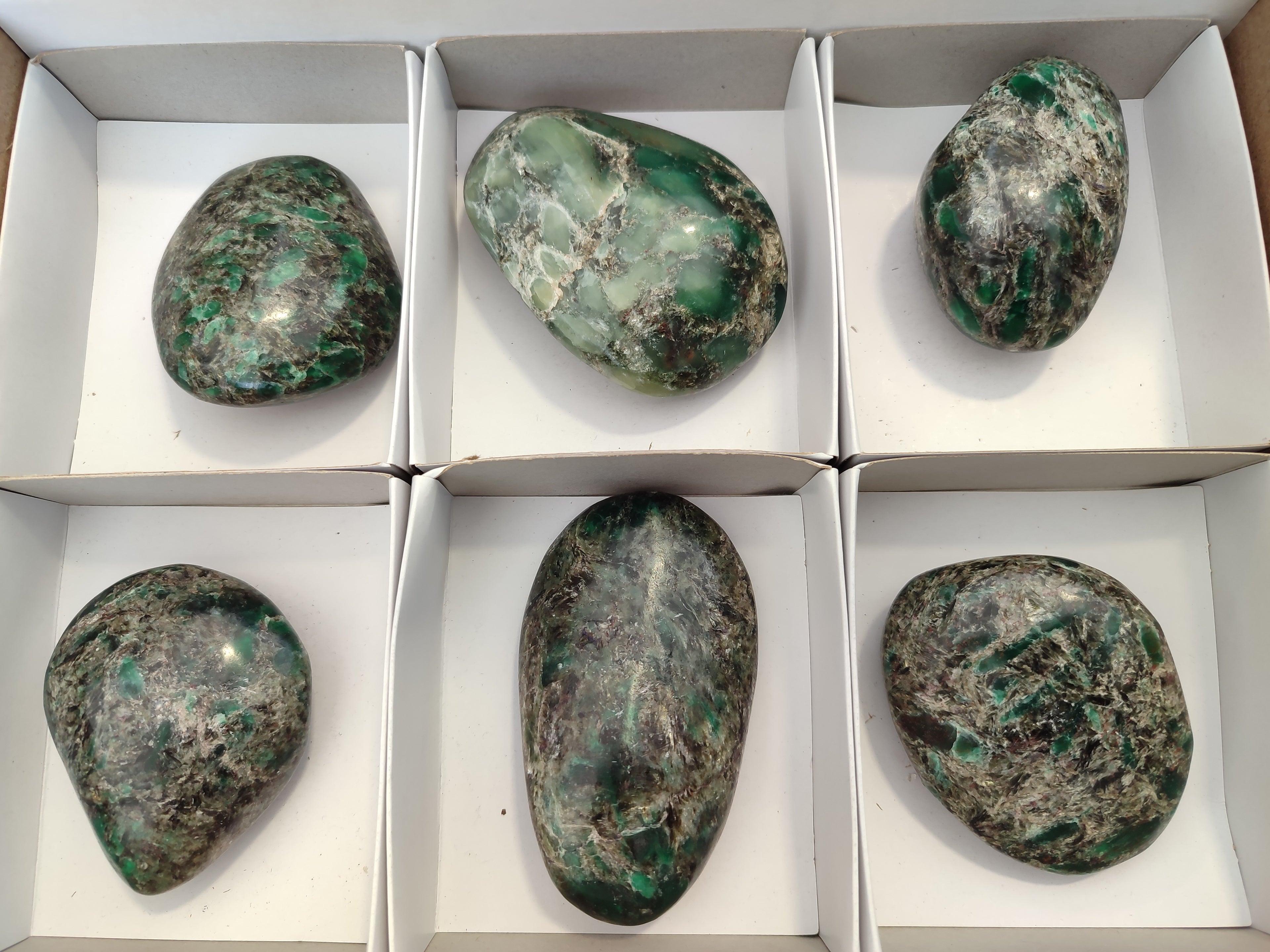 Polished Rare Emerald Mica In Matrix Free Forms x 6 From Mutoko, Zimbabwe - Toprock Gemstones and Minerals 
