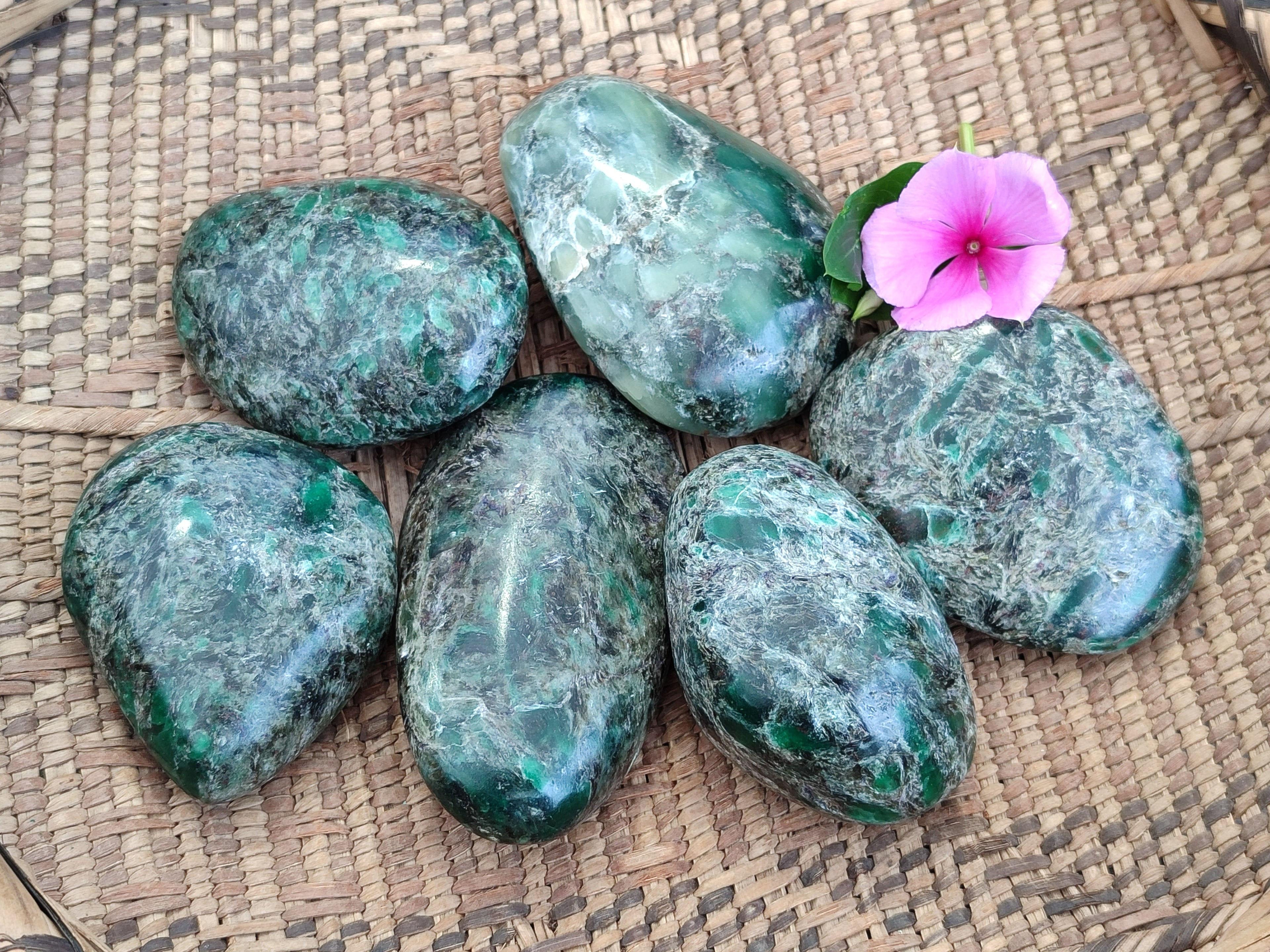 Polished Rare Emerald Mica In Matrix Free Forms x 6 From Mutoko, Zimbabwe - Toprock Gemstones and Minerals 