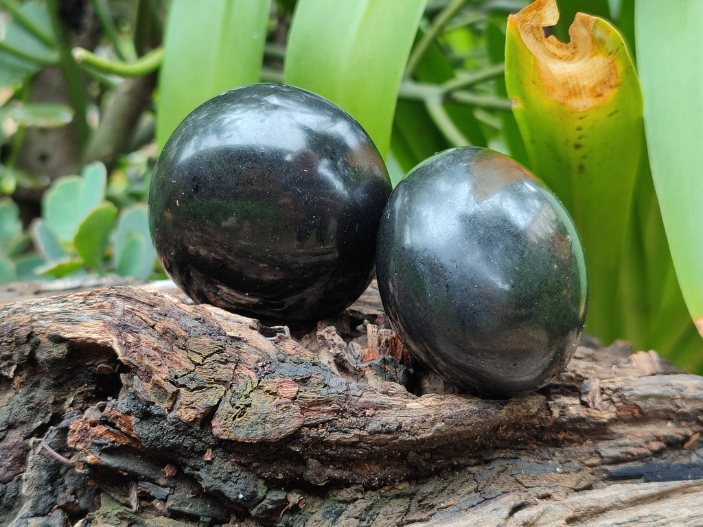Polished Black Basalt Palm Stones x 12 From Antsirabe, Madagascar - Toprock Gemstones and Minerals 